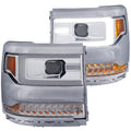 Anzo Chevy Silverado 1500 16+ Projector Plank Style Headlight Chrome Amber