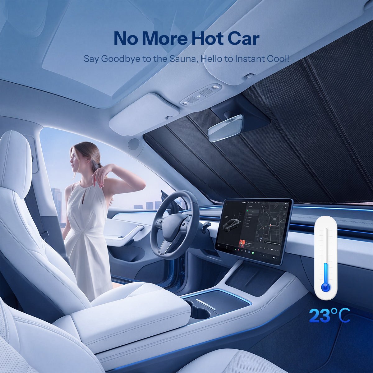 Foldable Front Windshield Sunshade for Model 3 & Model Y