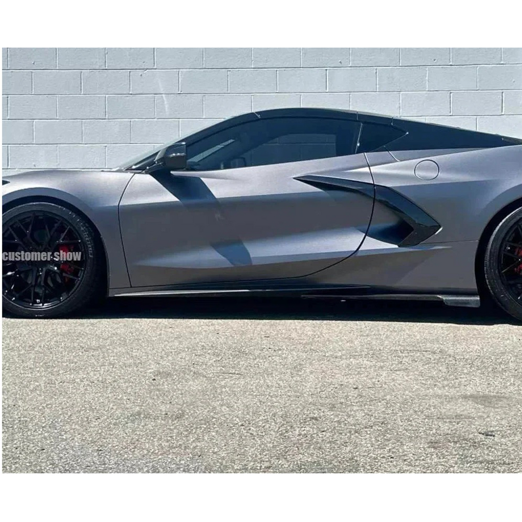 Dry Carbon Fiber Side Skirts Extension Panel for Chevrolet Corvette C8