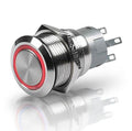 SWITCH PUSH SS SPST LED RED 12