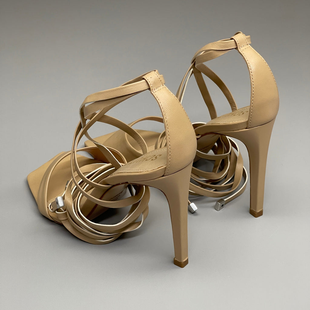 SCHUTZ Bryce Ankle Tie Women's Leather High Heel Sandal Light Nude Sz 9B (New)
