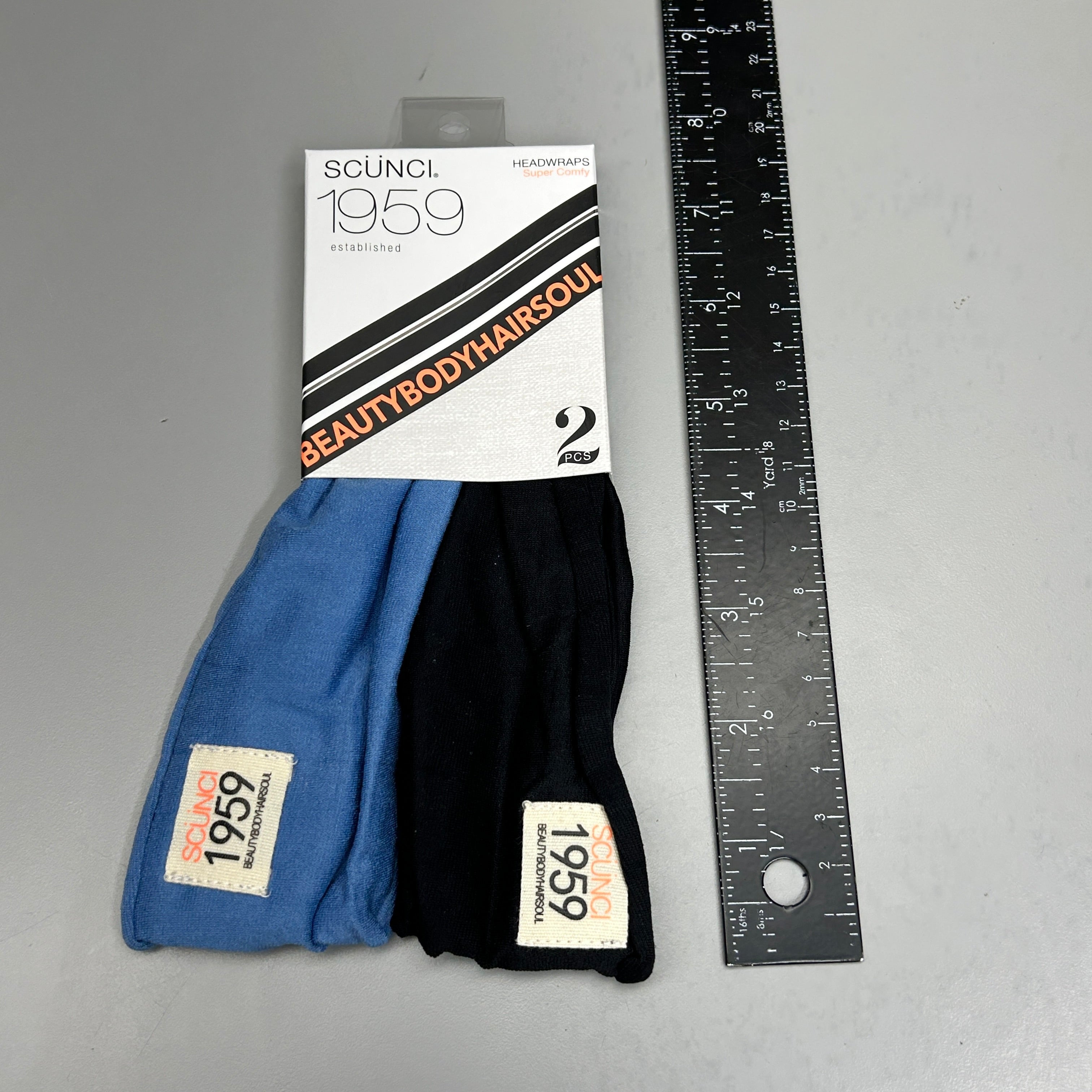 SCUNCI 3-PACK! Super Comfy Headwraps Blue and Black 2-Pieces (New)