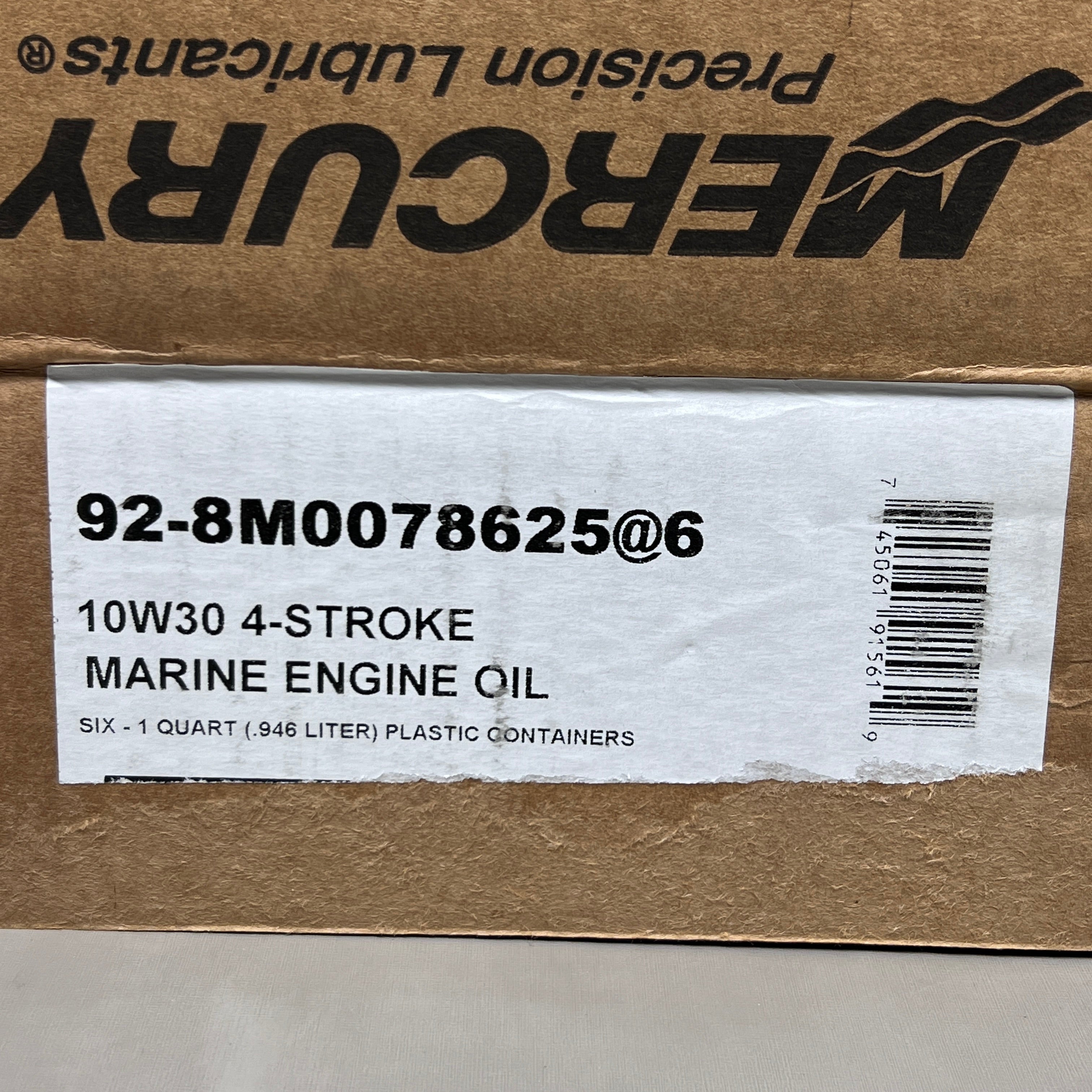 MERCURY (6 PACK) 4-Stroke Marine Engine Oil Sz 32 fl oz 10w-30 92-8M0078625