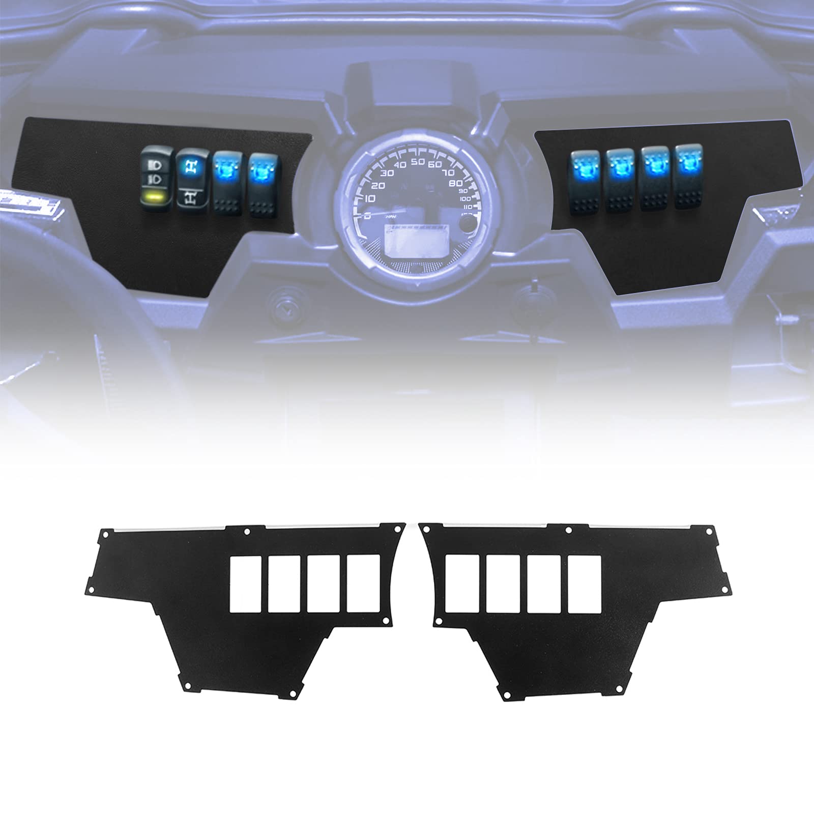 Kemimoto 2 Set 8 Switch Aluminum Dash Panel Polaris RZR XP 1000