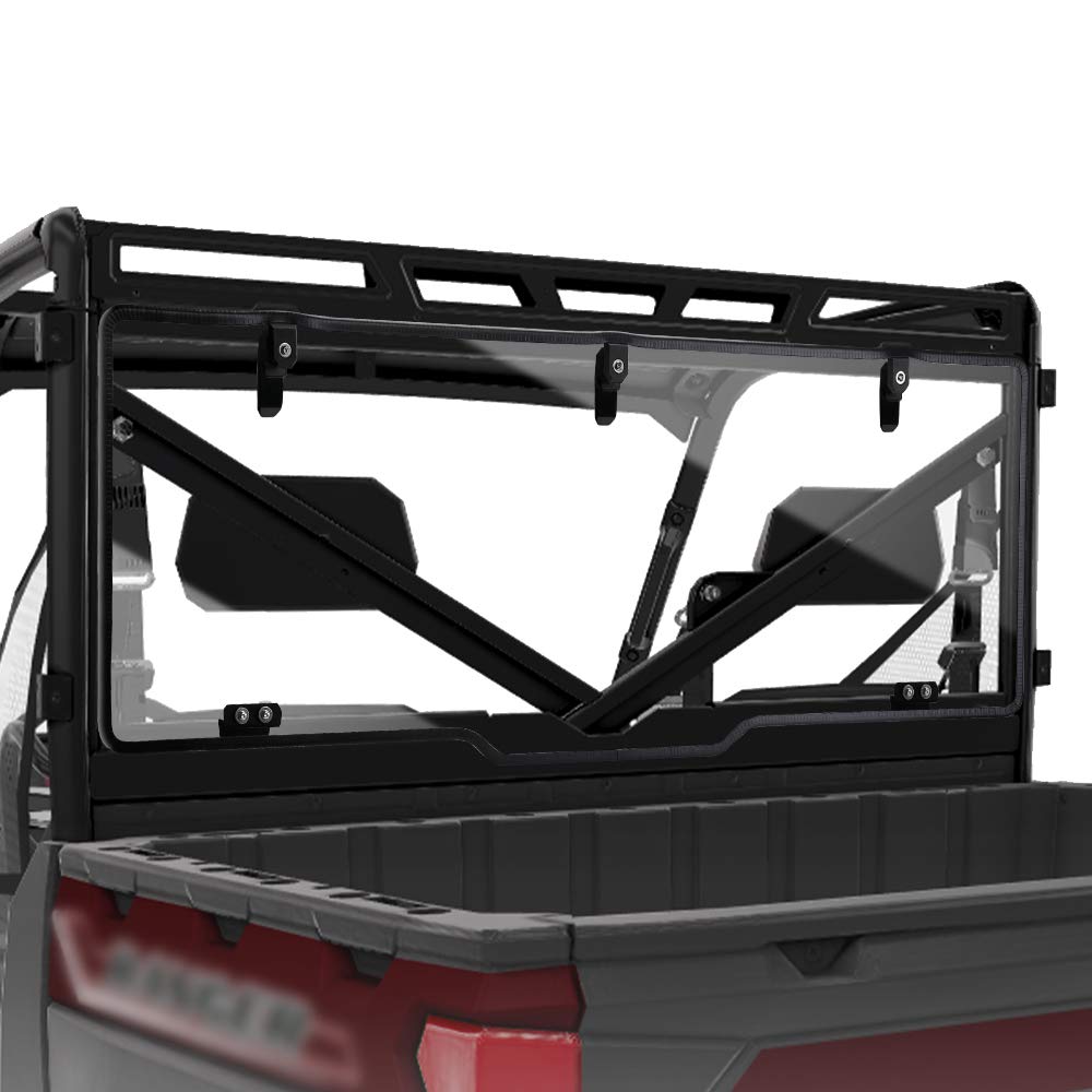 Kemimoto Rear Windshield Hard Tool-Free Install Polaris Ranger XP 1000