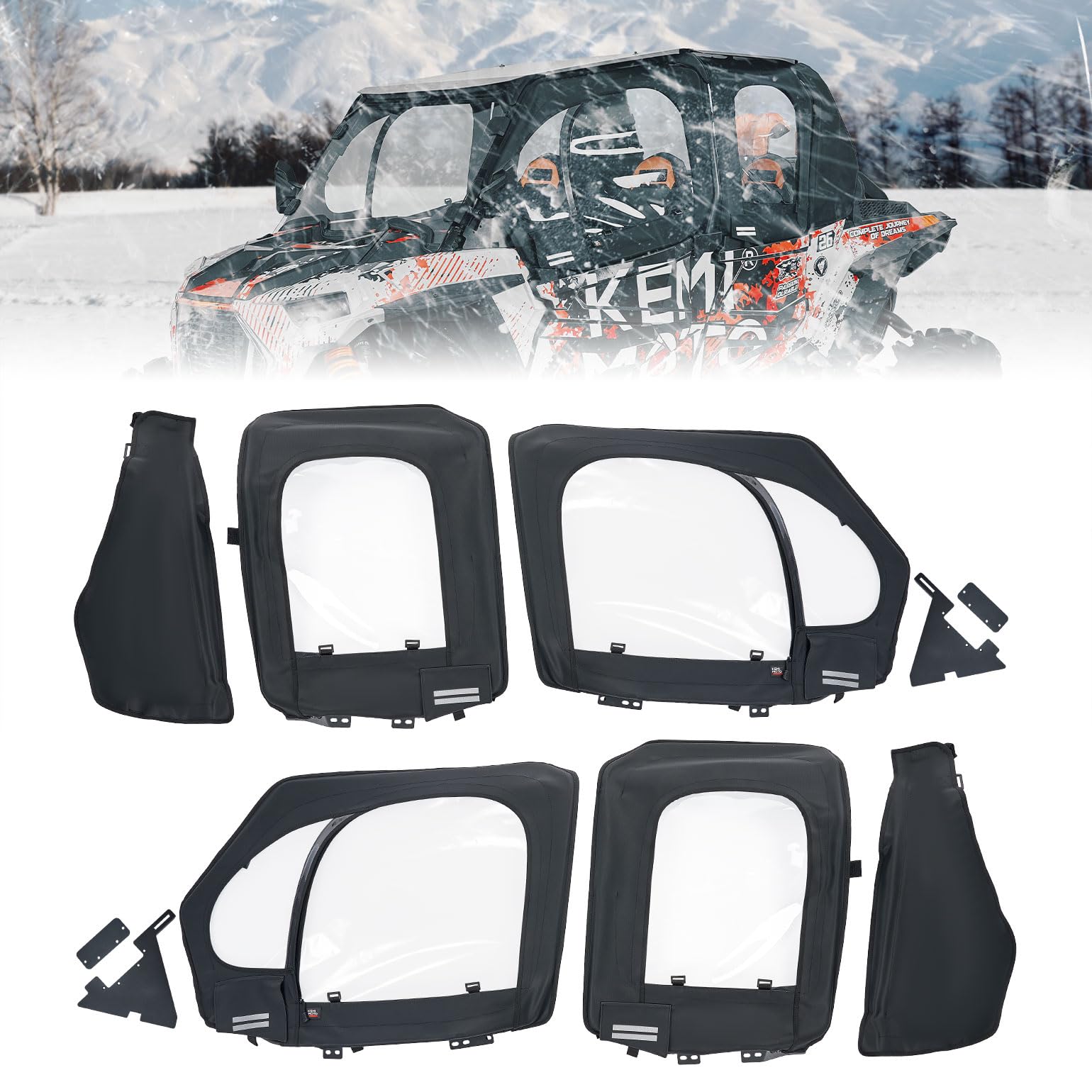 Kemimoto Soft Upper Doors With Metal Door Frame Polaris RZR XP 4 1000