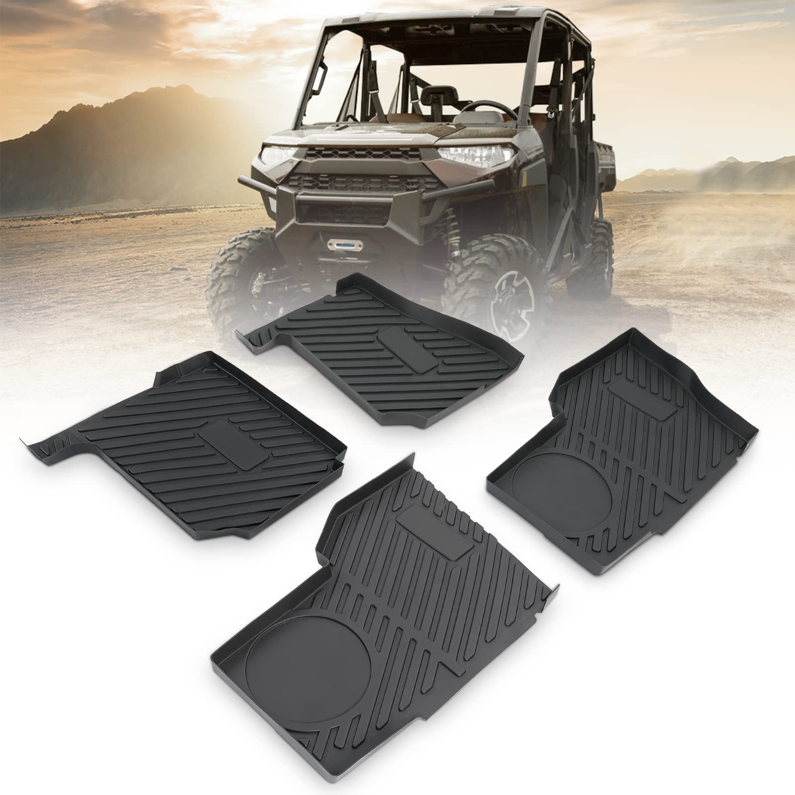 Kemimoto Floor Mats Polaris Ranger Crew XP 1000 (2019-2024) 4 Pcs