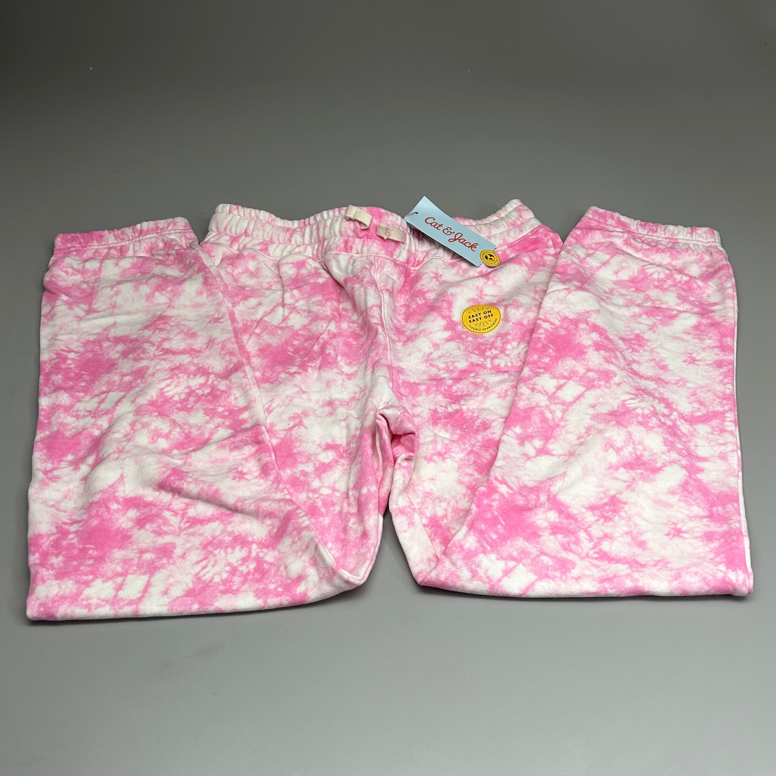 CAT & JACK Kids' Drawstring Tie Dye Jogger Pants Bright Pink Sz XL (New)