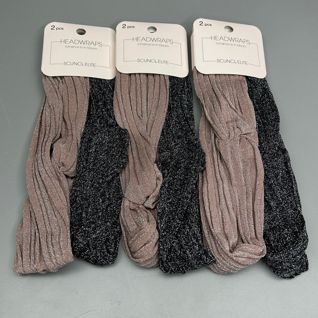 SCUNCI 3-PACK! Glitter Headwrap Elite Collection 2-Pieces (New)