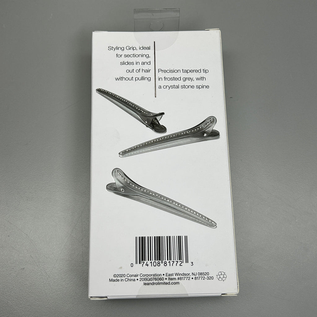 CONAIR 3-PACK! Leandro Limited Crystal Stone Styling Clips 3-Pieces (New)