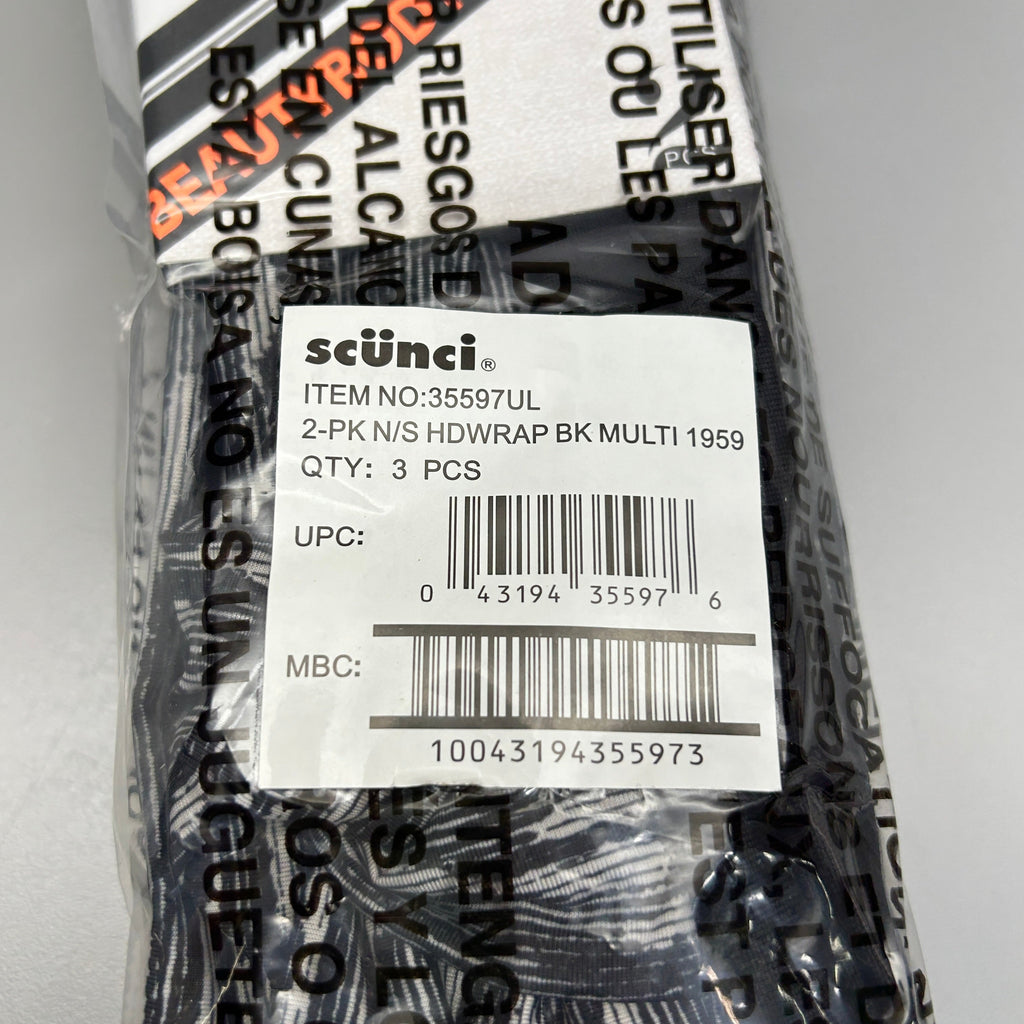 SCUNCI 3-PACK! Multi-Wear Headwraps 1959 Black 2-Pieces (New)
