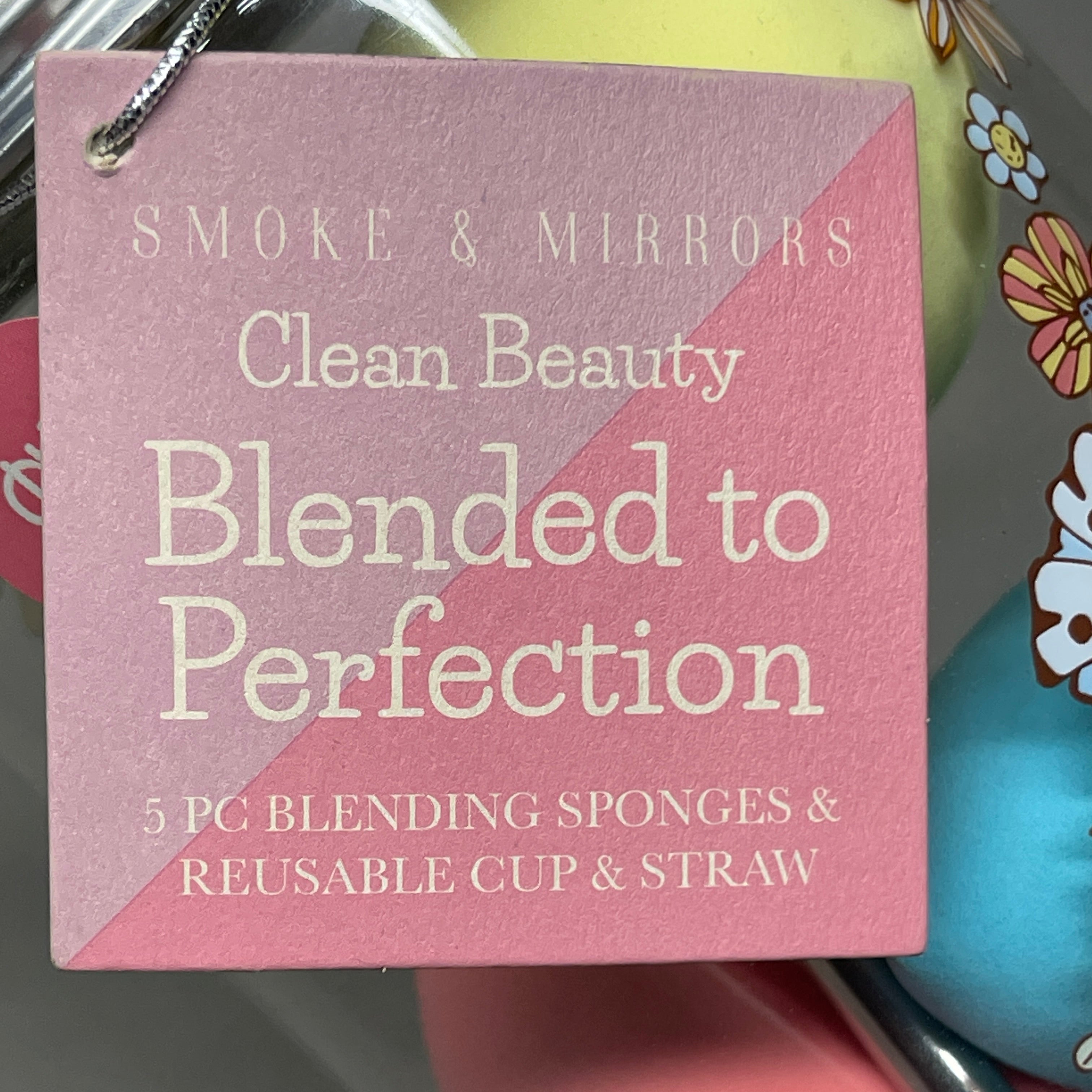 z@ SMOKE & MIRRORS 5-PIECE Blending Sponges & Reusable Cup & Straw (New)