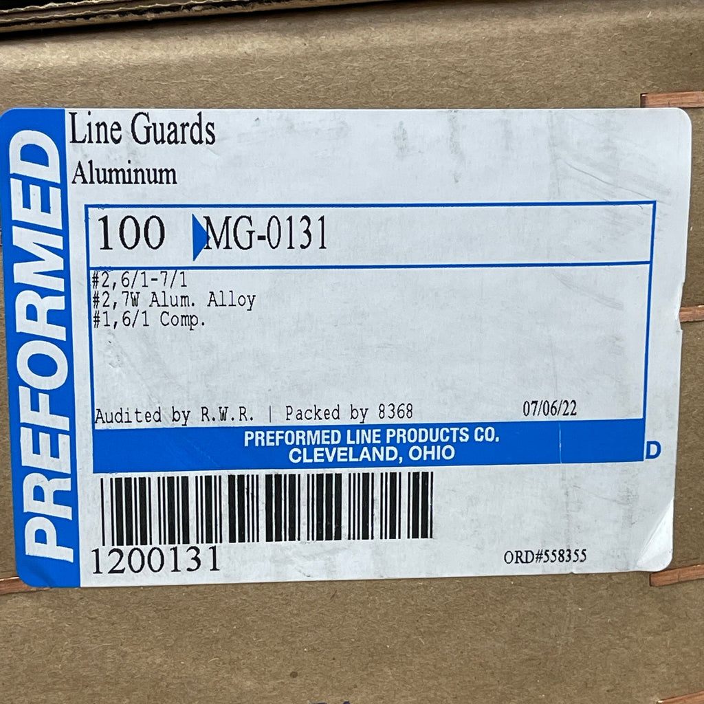 PLP PREFORMED 100 Aluminum Line Guards MG-0131 1200131 (New)