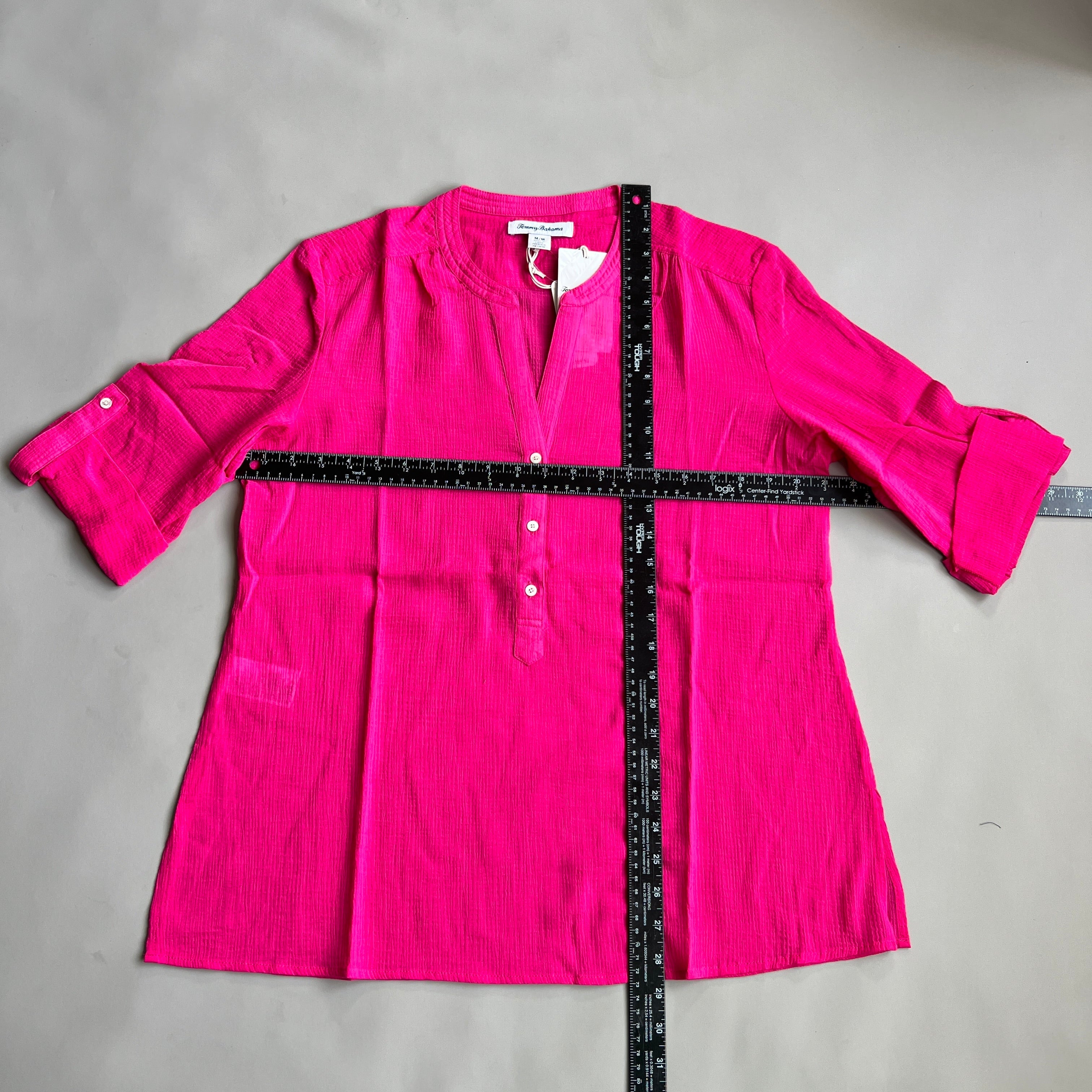 TOMMY BAHAMA Women's Coastview Gauze Top 3/4 Sleeve Rose Bed Size M (New)