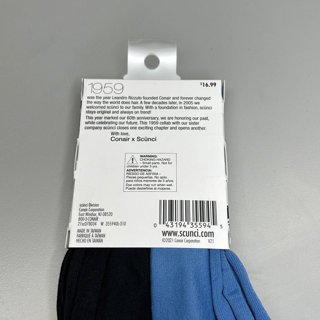 SCUNCI 3-PACK! Super Comfy Headwraps Blue and Black 2-Pieces (New)