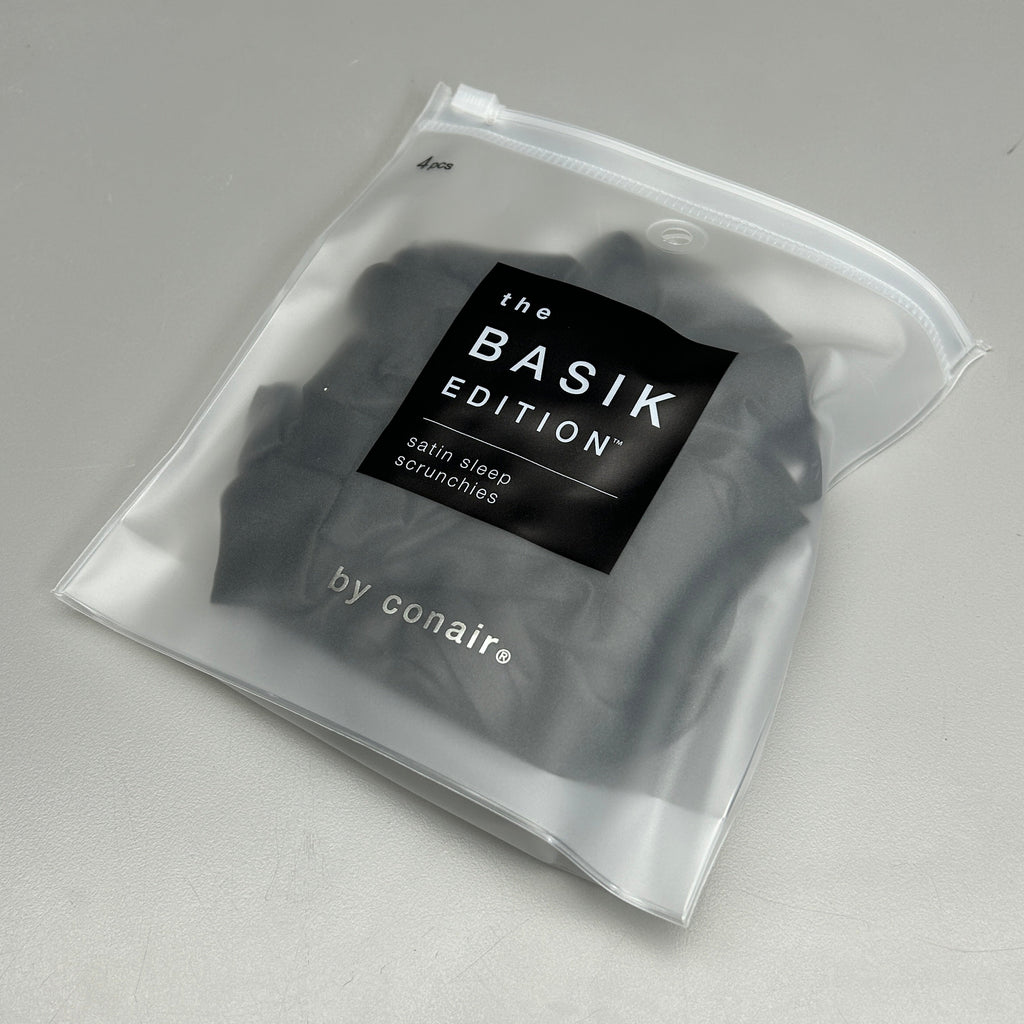 CONAIR 3-PACK! The Basik Edition Satin Sleep Scrunchies Black (New)