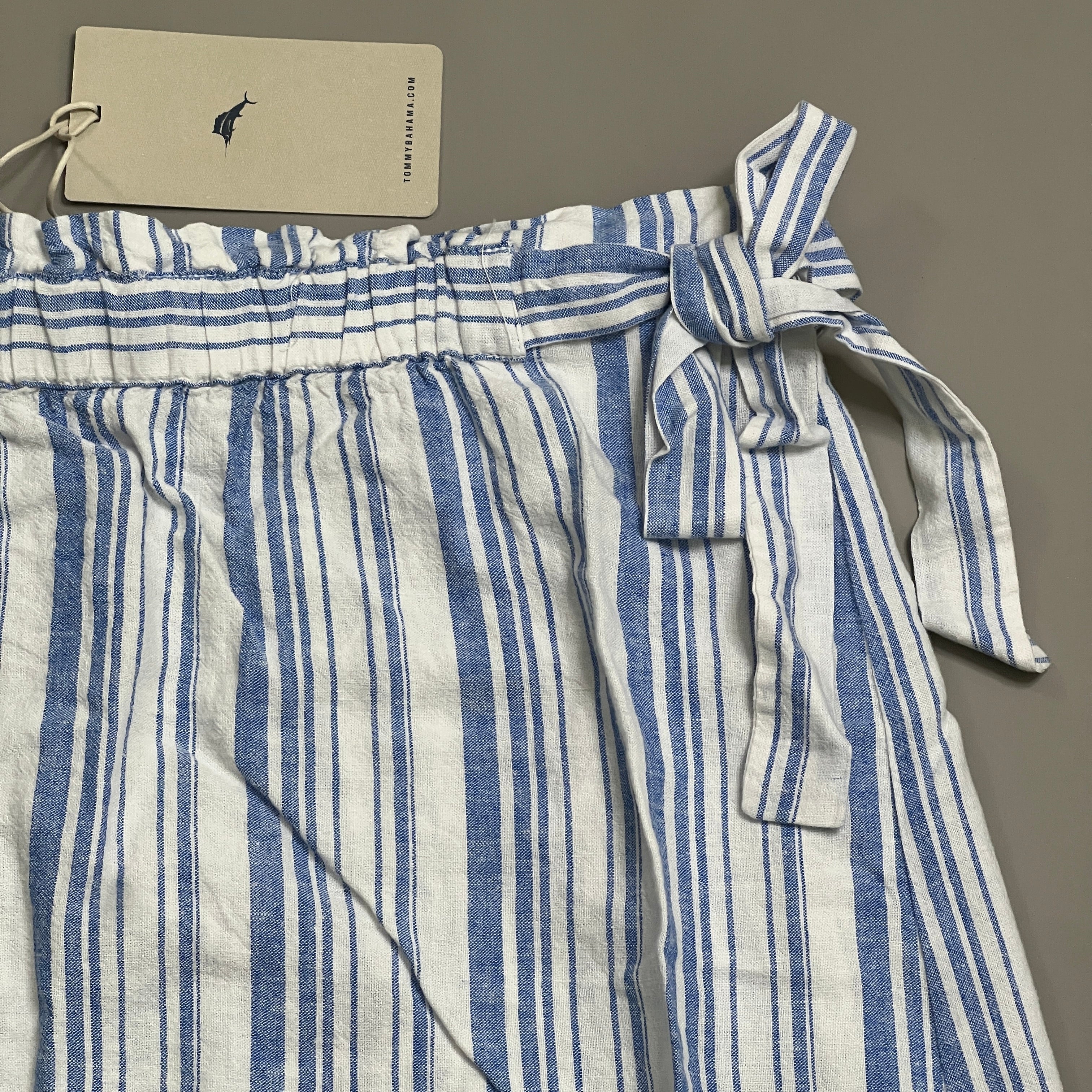 TOMMY BAHAMA Women's Shell Yea Stripe Midi Skirt Turkish Sea Size L (New)
