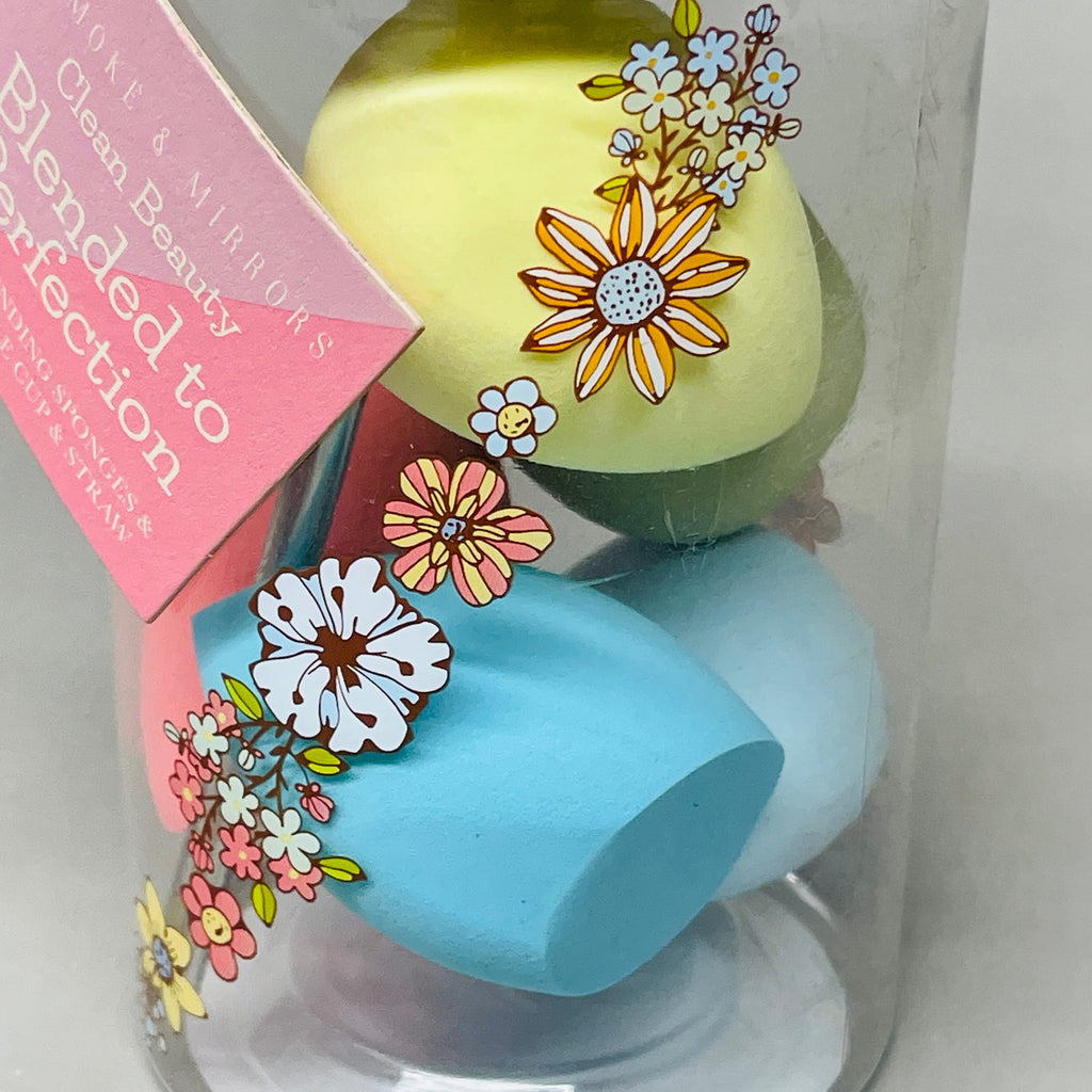 z@ SMOKE & MIRRORS 5-PIECE Blending Sponges & Reusable Cup & Straw (New)