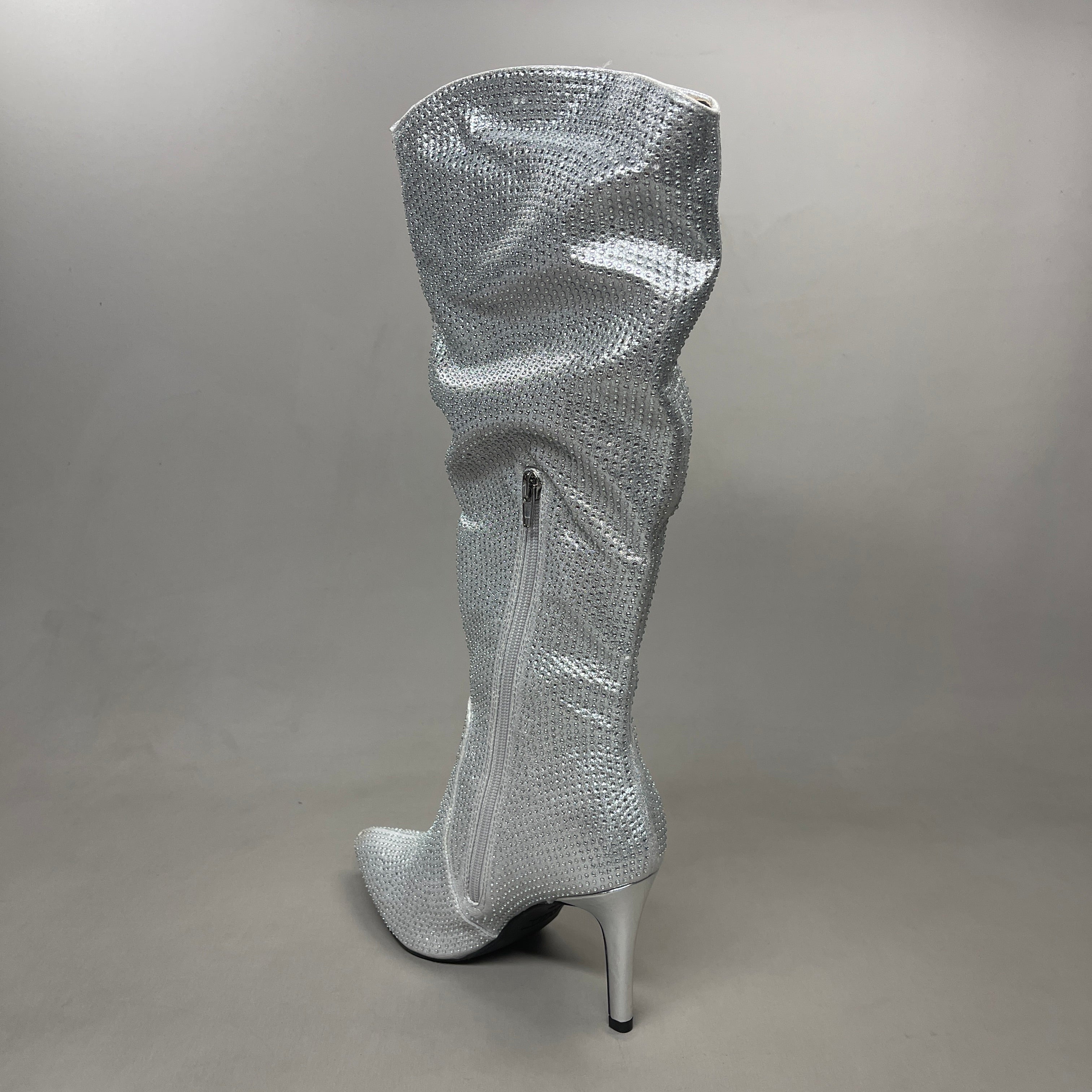 MIA Mackynzie Silver Stone Tall Heeled Boots Sz 7M Q100302