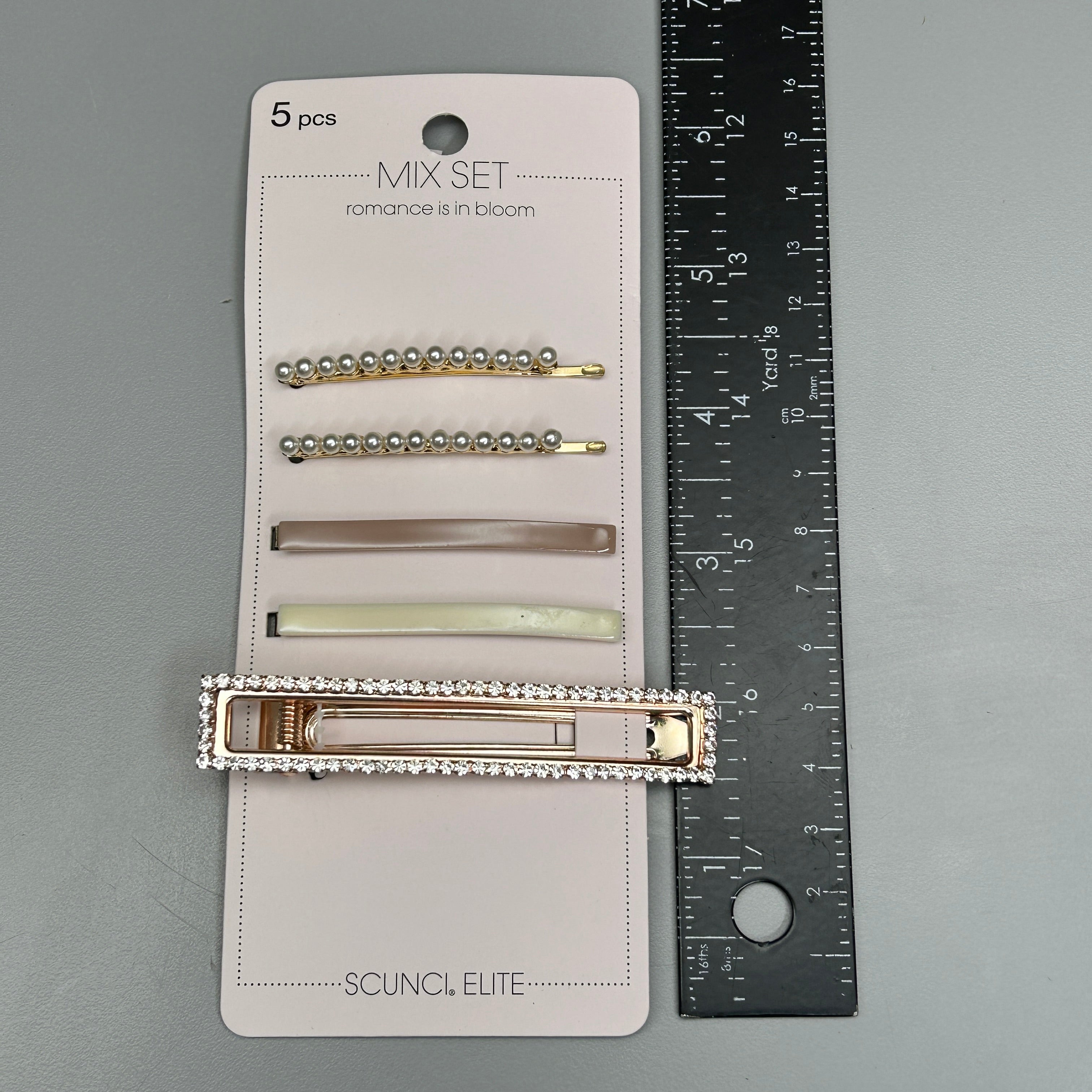 SCUNCI 3-PACK! Romance Is In Bloom Mix Set Bobby Pins 5-Pieces (New)