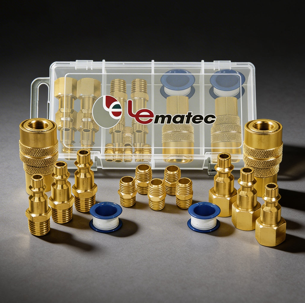 15-Piece Quick Connect Air Compressor Fitting Kit - Professional Grade Brass NPT Connections Set with Storage Case