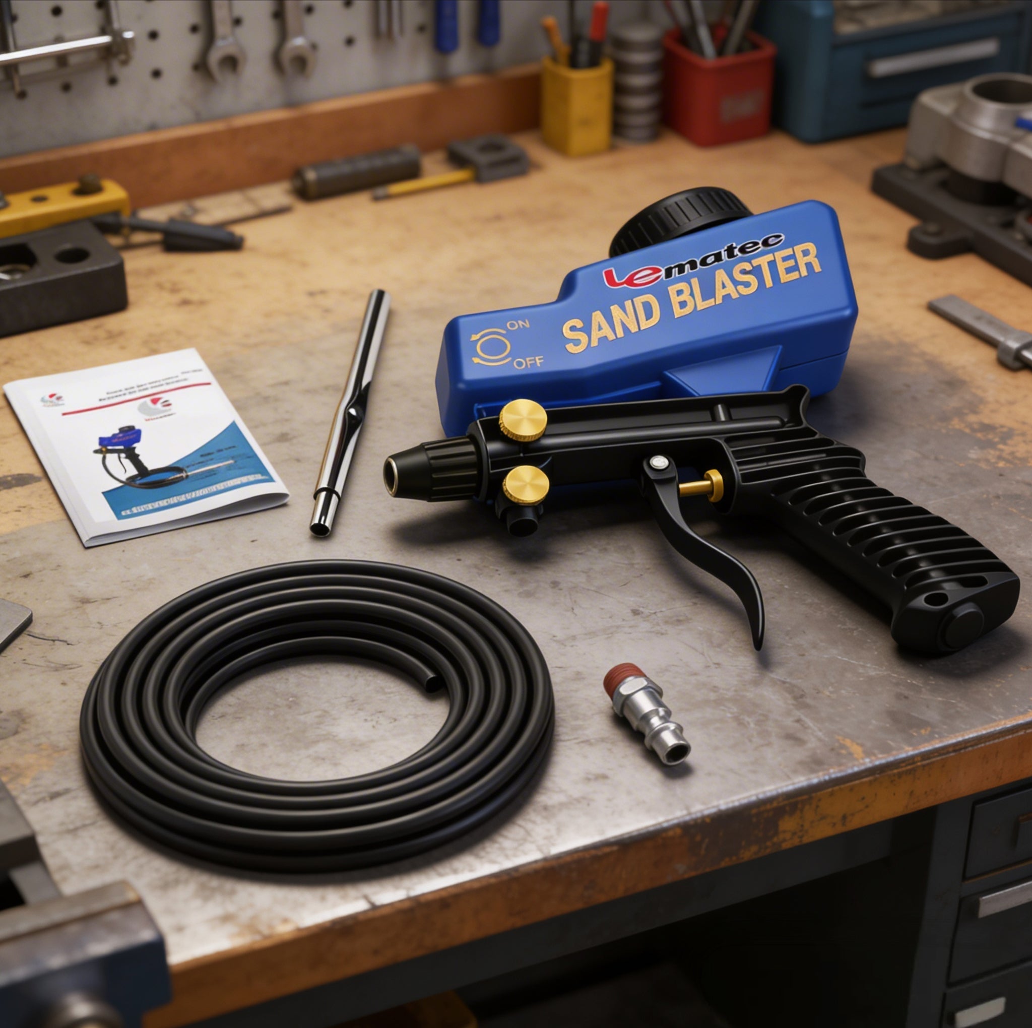 Professional Dual-Feed Sandblaster Gun Kit - 150 PSI with Ceramic Tip & 18oz Hopper (AS118-2)