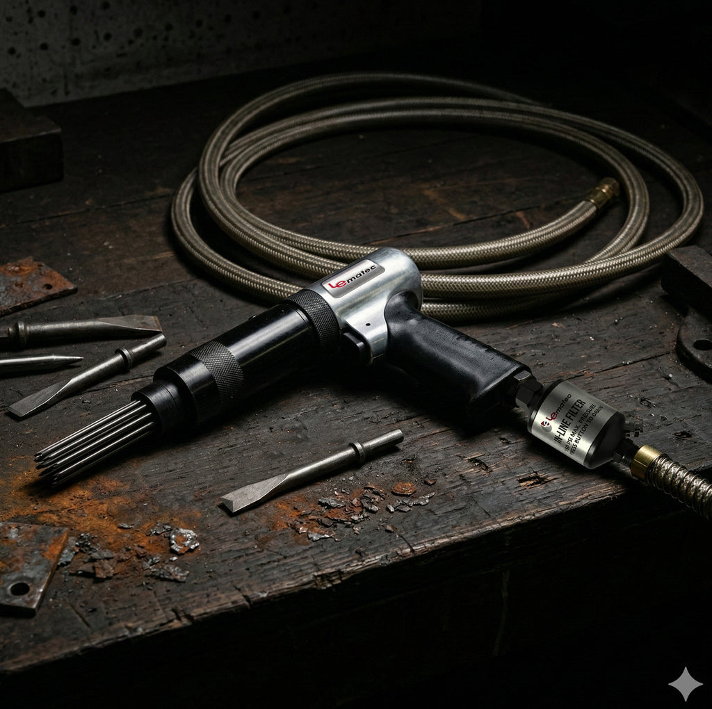 Professional Air Needle Chisel - 4500 BPM with Chisel Kit & 19 Needles