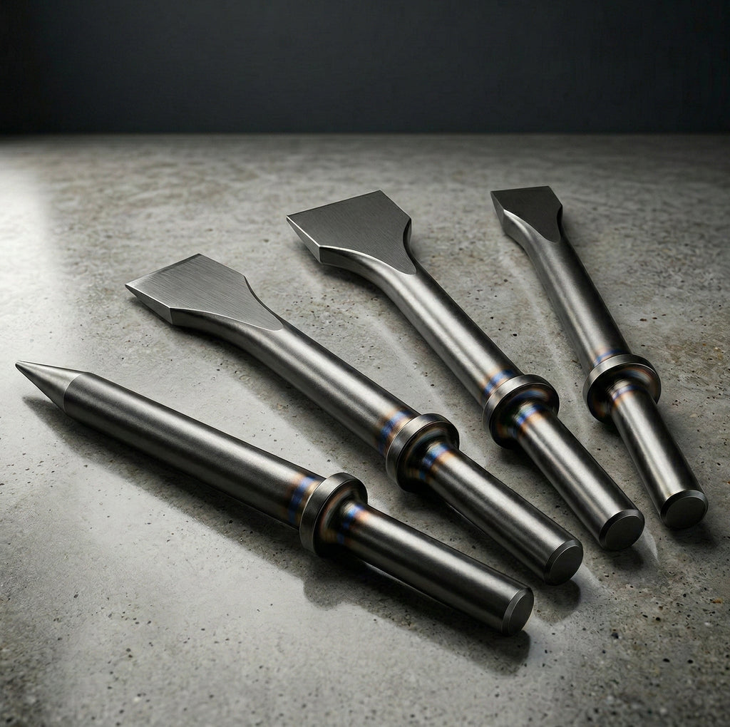 Professional Air Hammer Round Chisel - 125mm with 10.2mm Shank (4-Pack) (LE-B68R)