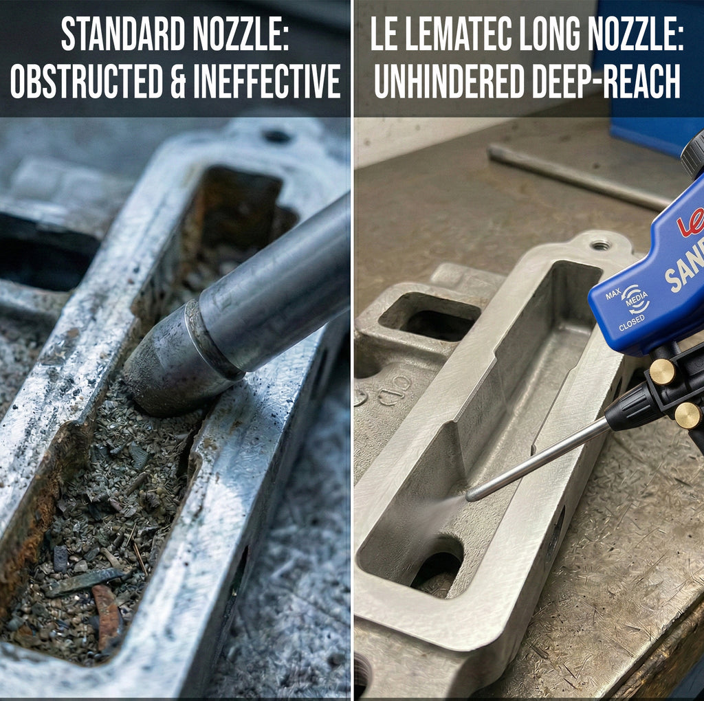 Professional Long Nozzle Attachment - 16.5cm Steel & Aluminum for Precision Blasting