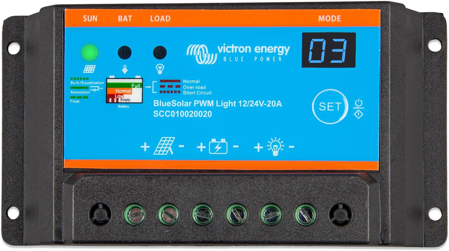 Victron - BlueSolar PWM-Light Charge Controller 12/24V-20A [SCC010020020]