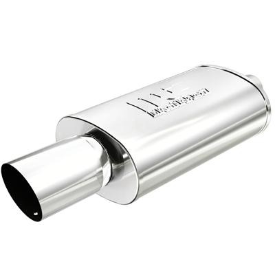 MUFFLER W/TIP 3IN INLET SS POL