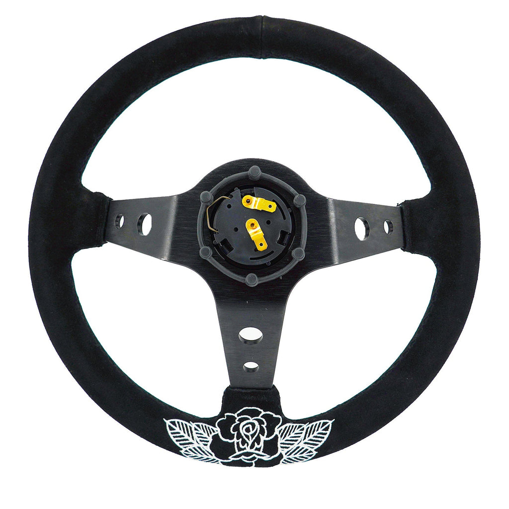 BW Rose Deep Dish Steering Wheel + Short Hub Adapter Kit For Honda Acura