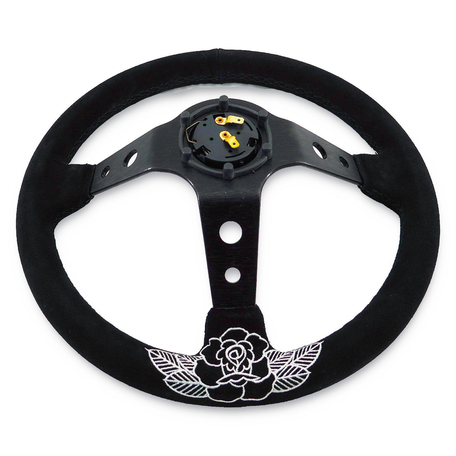 BW Rose Deep Dish Steering Wheel + Short Hub Adapter Kit For Honda Acura
