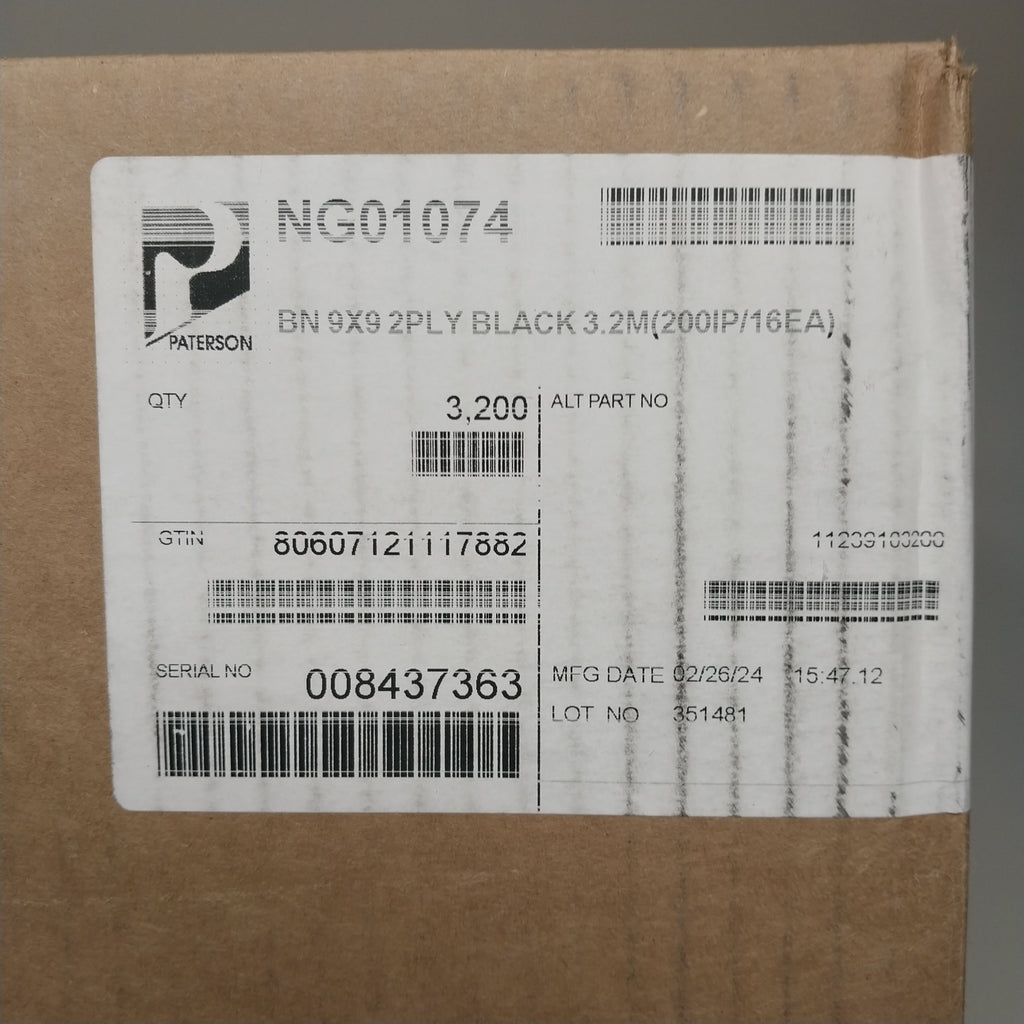 PATERSON (3,200 PACK) 2 PLY Paper Napkins 9"x9" (NG01074)  Black