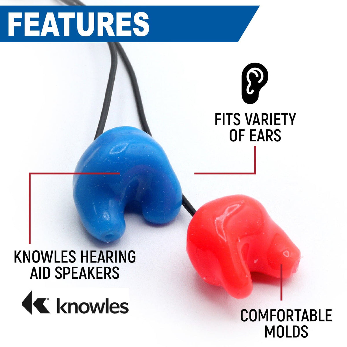 Rugged Radios Challenger Semi-Custom Molded Ear Bud Speakers with 1/8" Plug