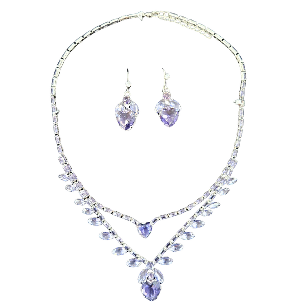“Aurora” Lavender Crystal Necklace & Earrings Jewelry Set