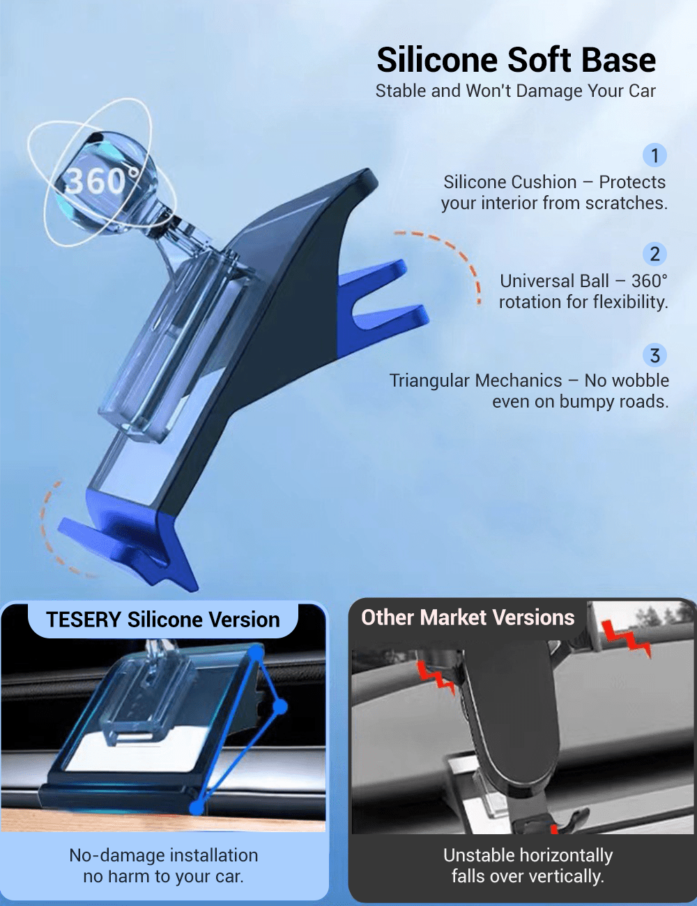 Solar Mobile Phone Holder for Model 3/Y | TESERY