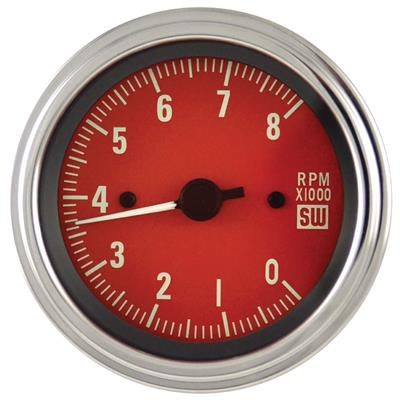 TACHOMETER 8000 RPM RED FACE