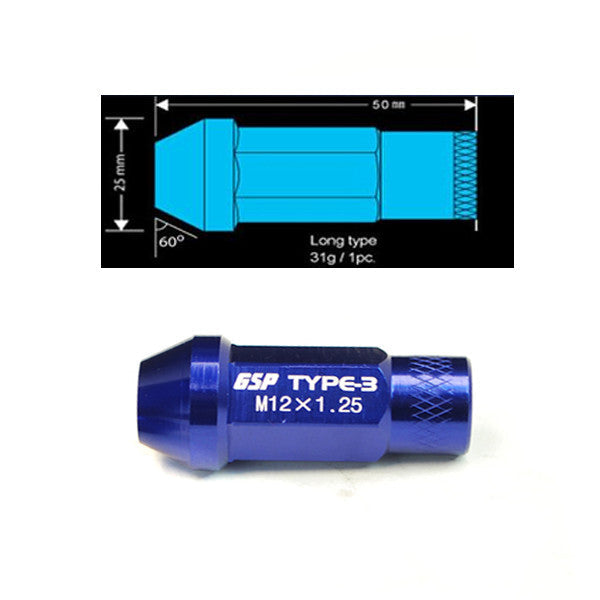 Godspeed Type 3 50mm Lug Nuts 20 pcs. Set M12x1.25