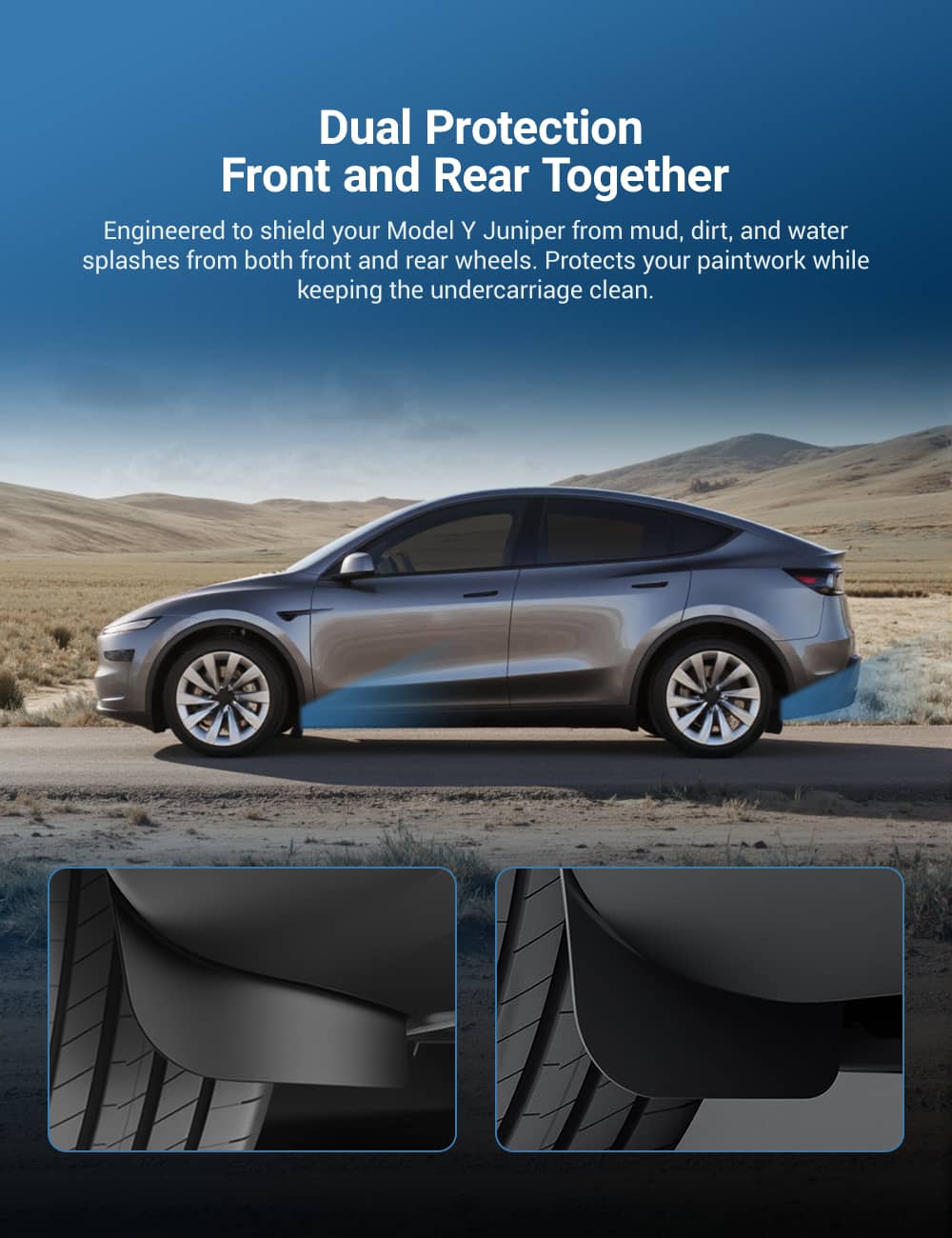 TESERY Hidden Mud Flaps for Model Y Juniper/ Model YL | Invisible Protection