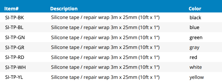 Silicone Tape / Repair Wrap - 1.0" (25mm) width, 10ft (3m) length