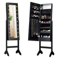Mirrored Jewelry Cabinet Armoire Organizer w/ LED lights-Black